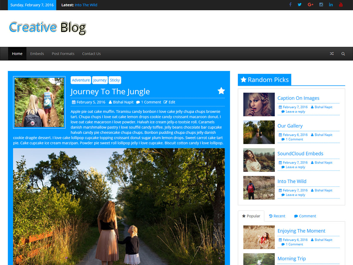 Creative Blog theme screenshot