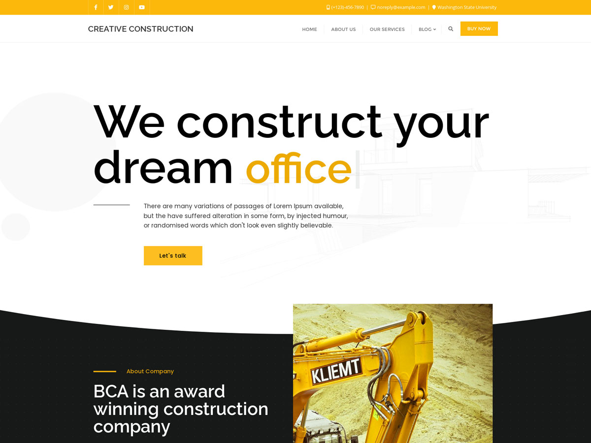 Creative Construction theme screenshot