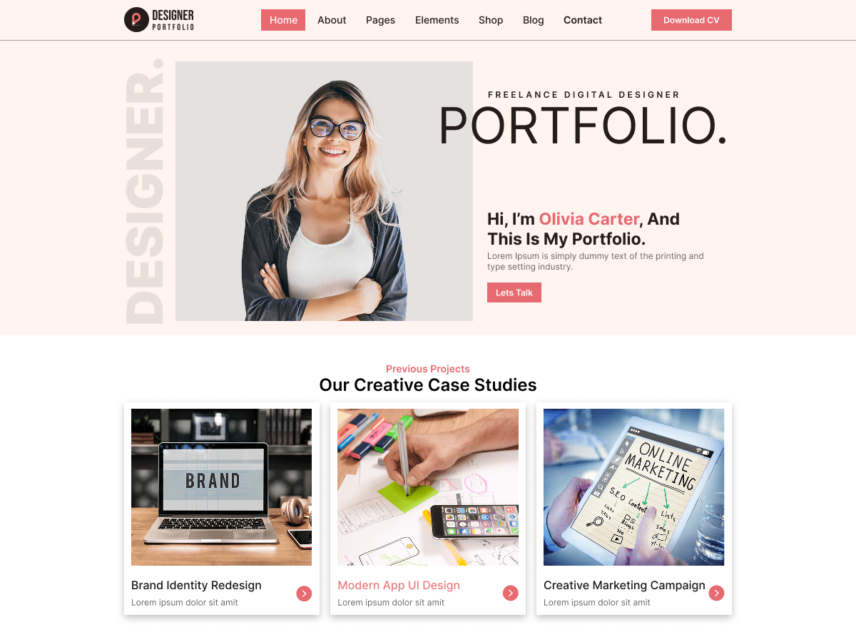Creative Designer Portfolio theme screenshot