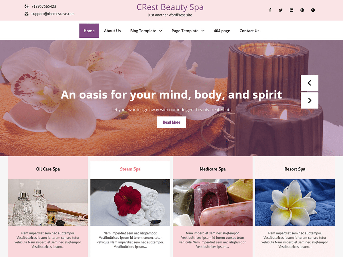 CRest Beauty Spa Lite theme screenshot