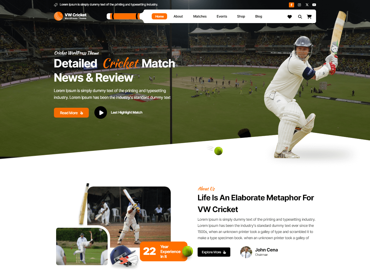 Cricket League theme screenshot