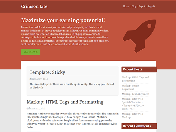 Crimson Lite theme screenshot