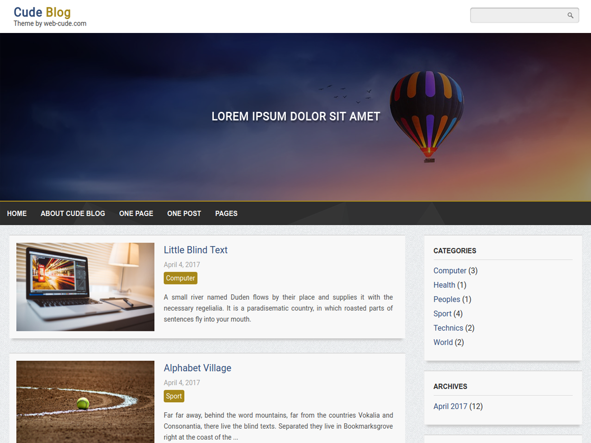 Cude Blog theme screenshot