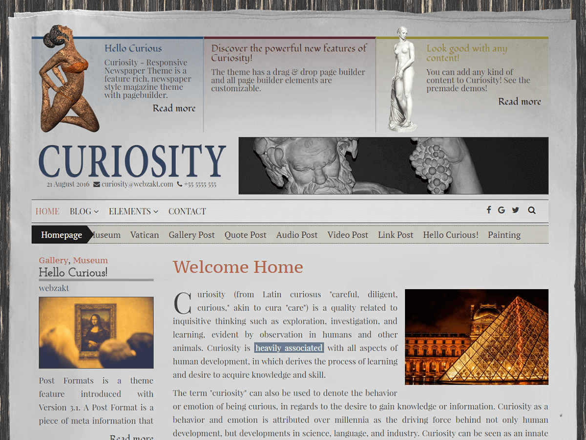 Curiosity Lite theme screenshot