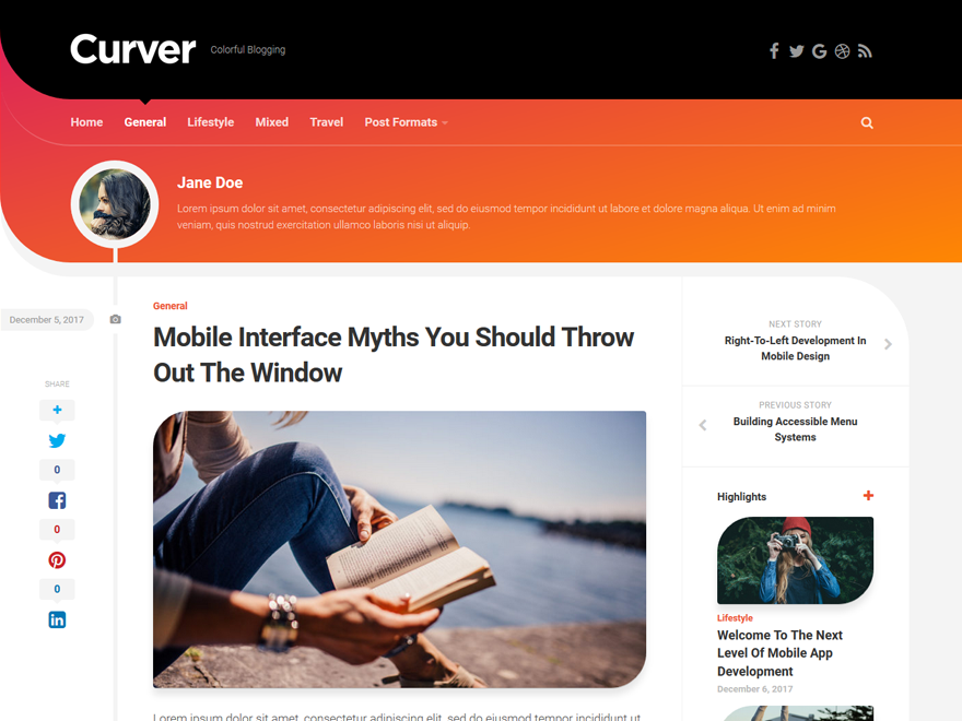 Curver theme screenshot