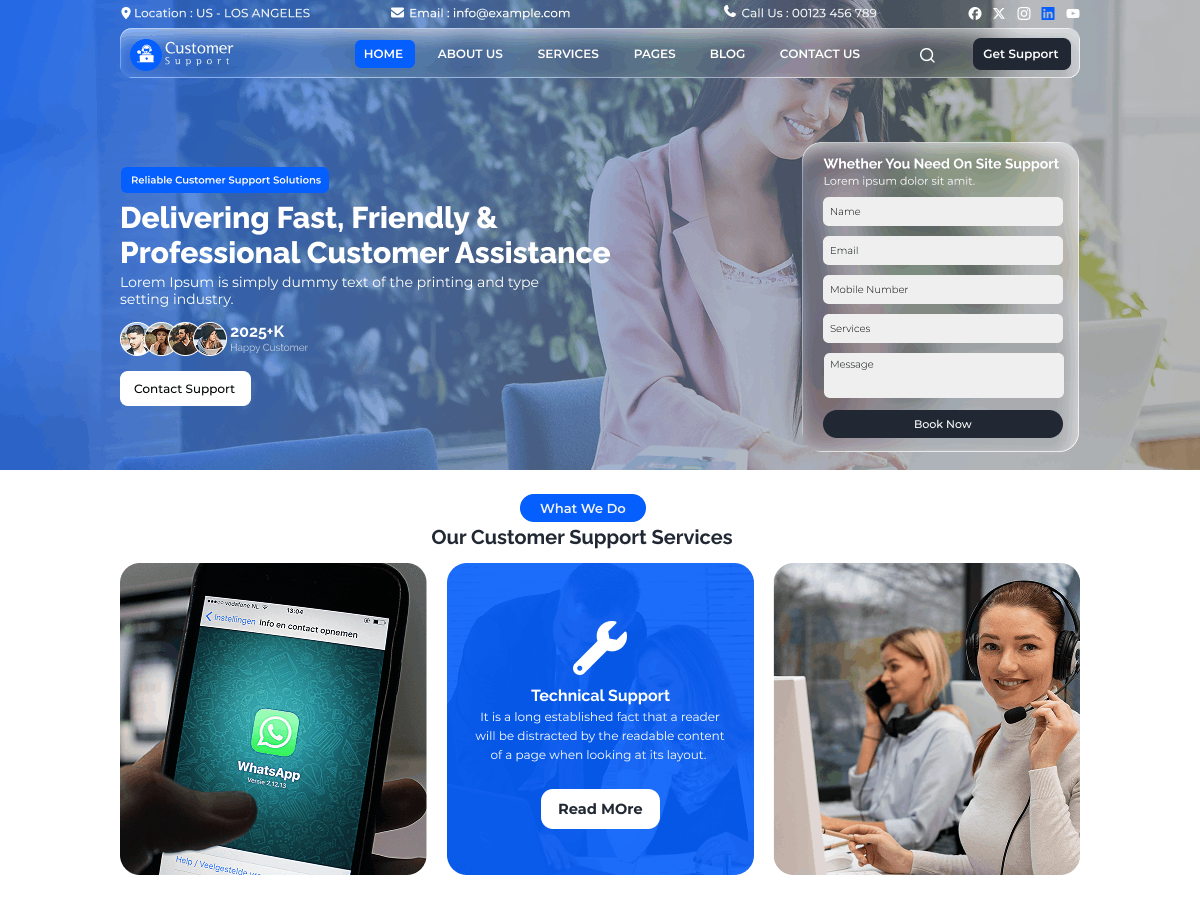 Customer Support theme screenshot