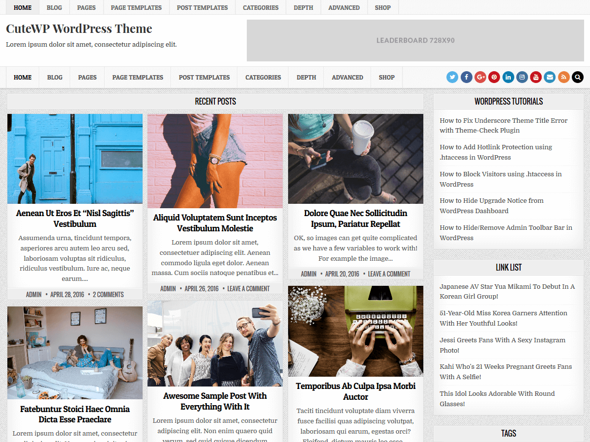CuteWP theme screenshot
