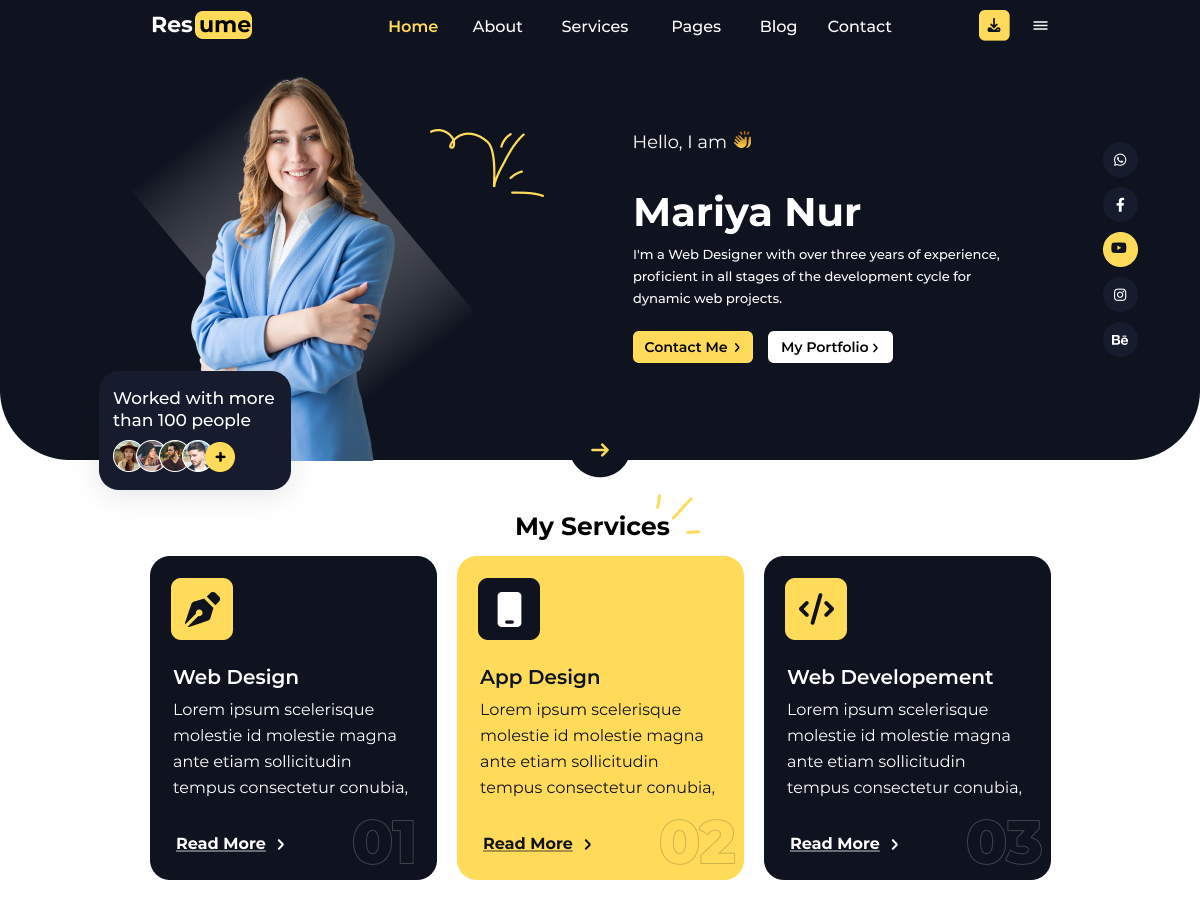 CV Resume Portfolio theme screenshot
