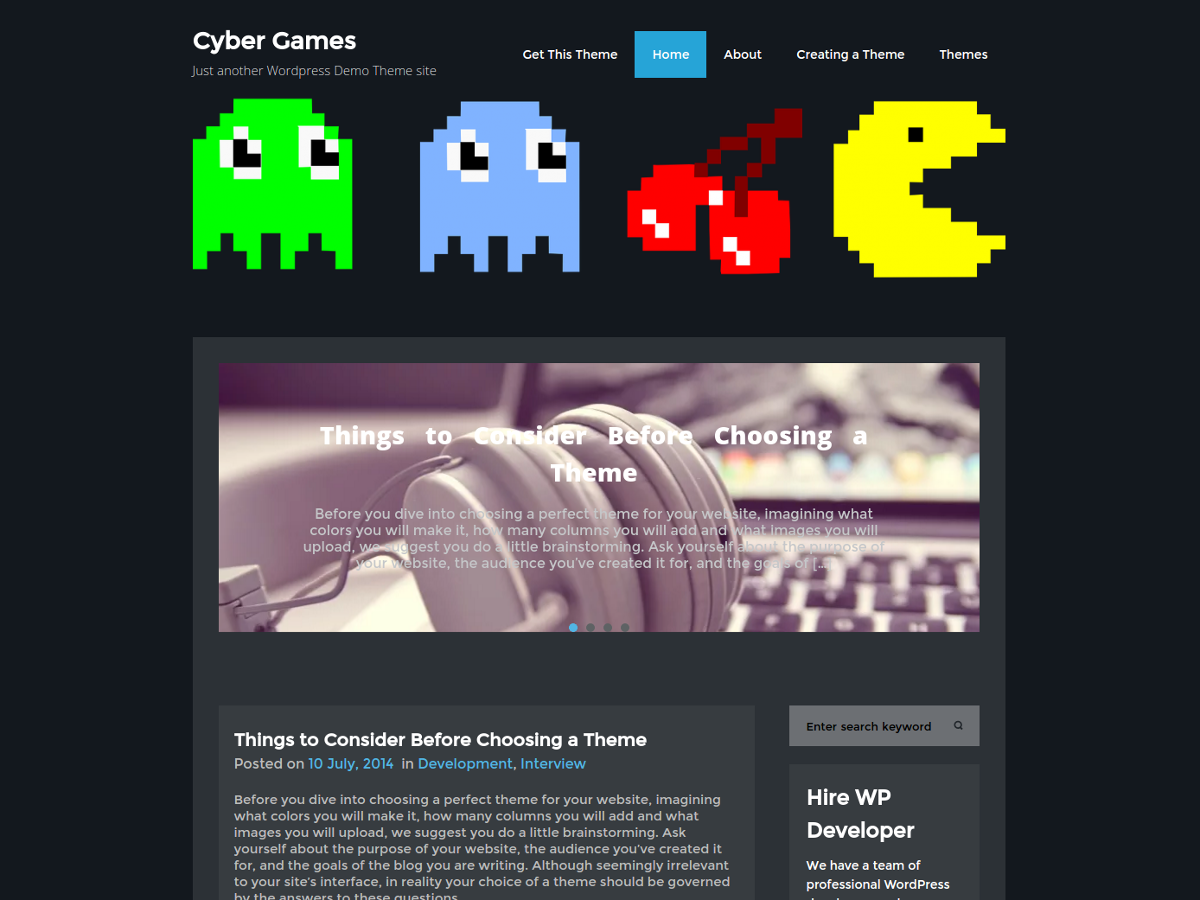 CyberGames theme screenshot