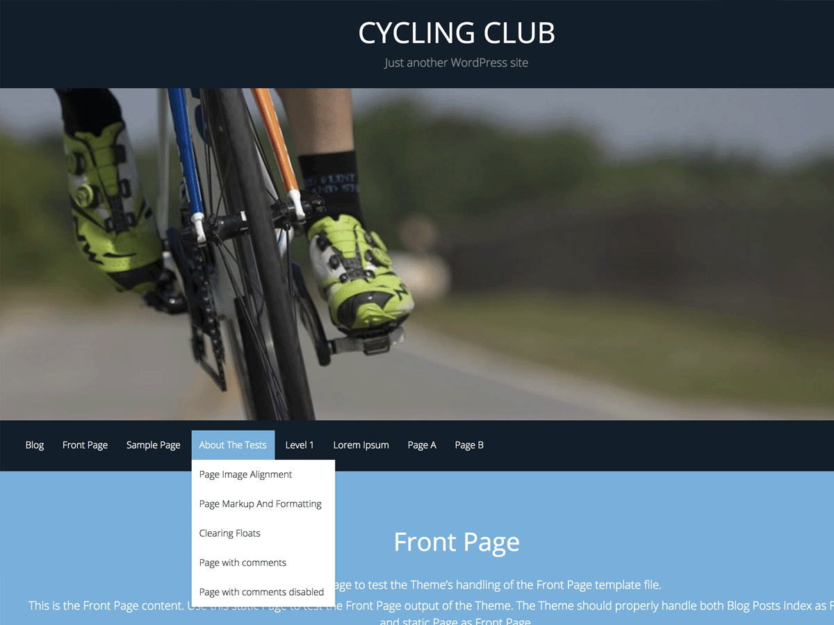 CyclingClub theme screenshot