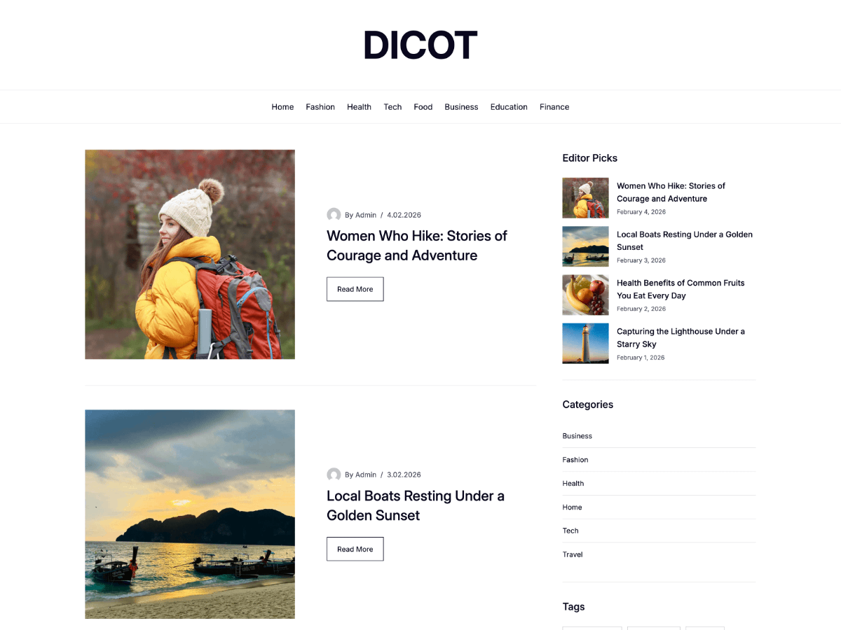 Daily Journal Dicot theme screenshot