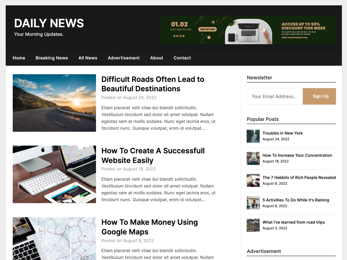 Daily Newspaper theme screenshot