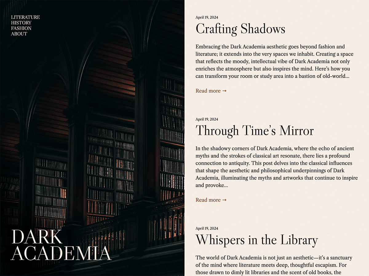 Dark Academia theme screenshot
