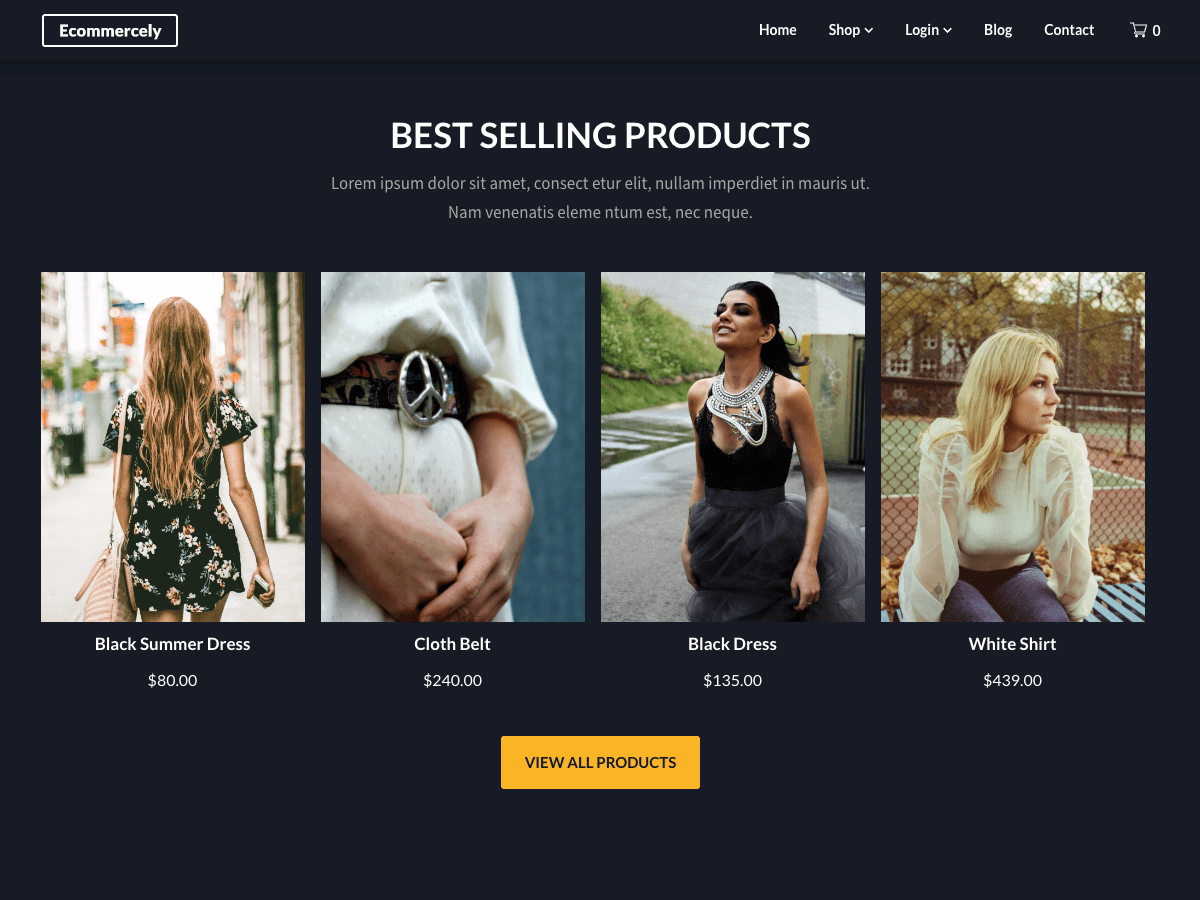 Dark Ecommercely theme screenshot