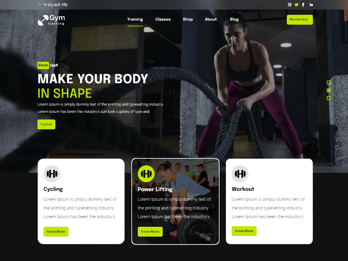 Dark Fitness theme screenshot