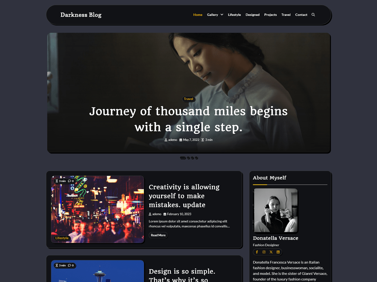 Darkness Blog theme screenshot