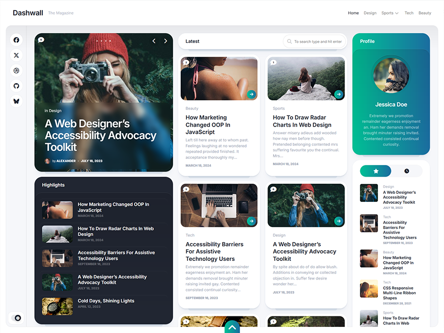 Dashwall theme screenshot