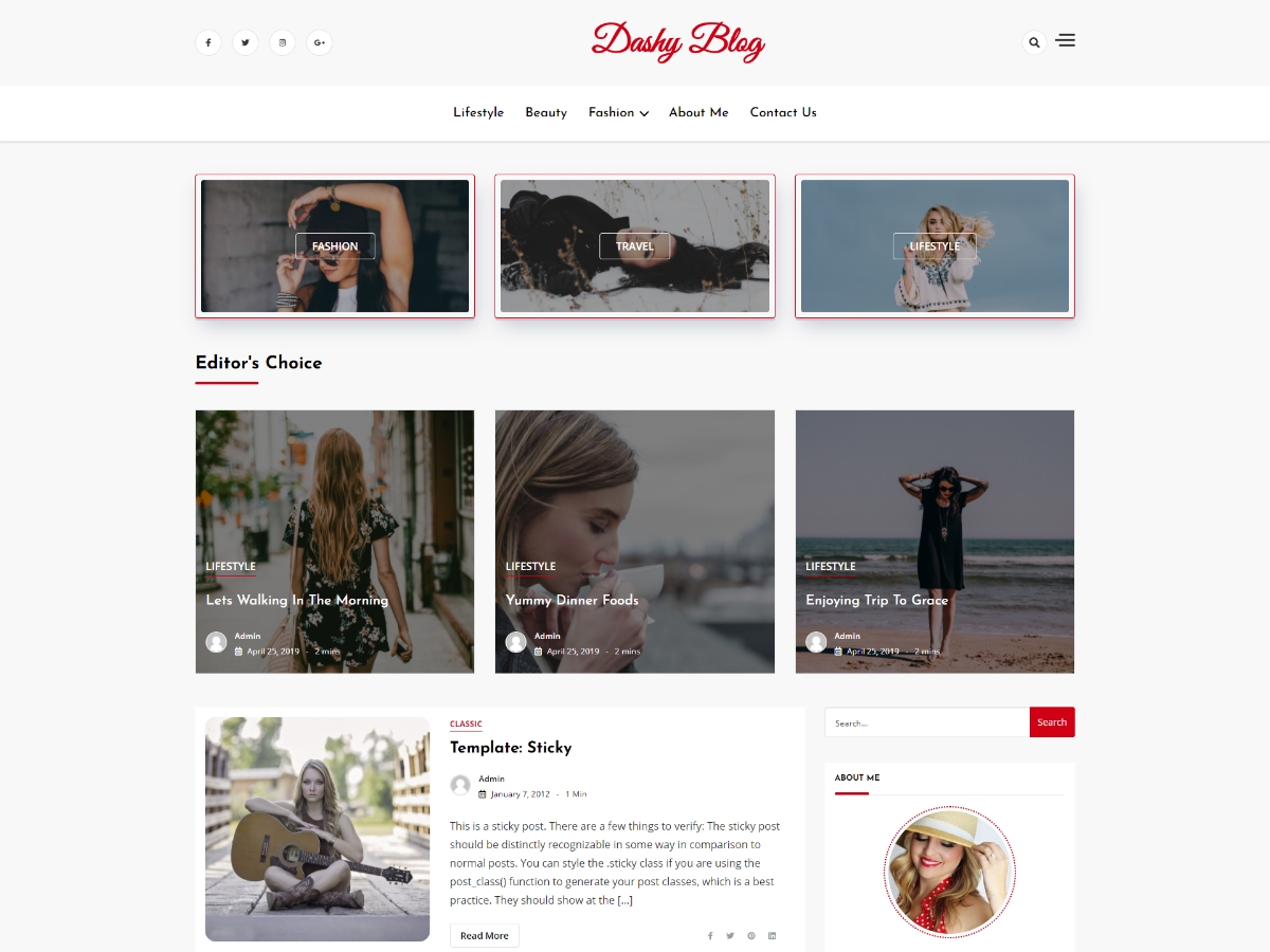 Dashy Blog theme screenshot