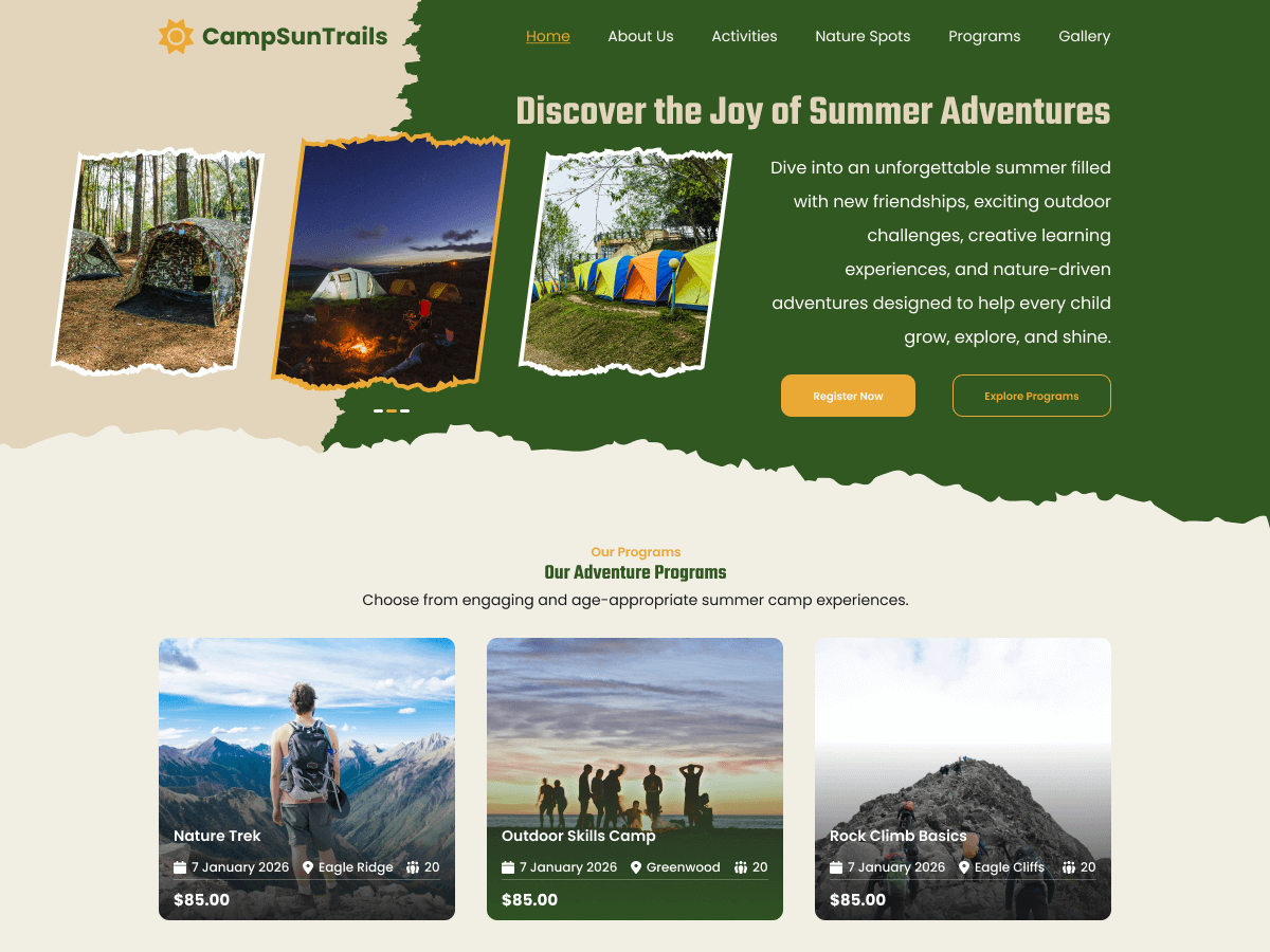 Day Camp theme screenshot