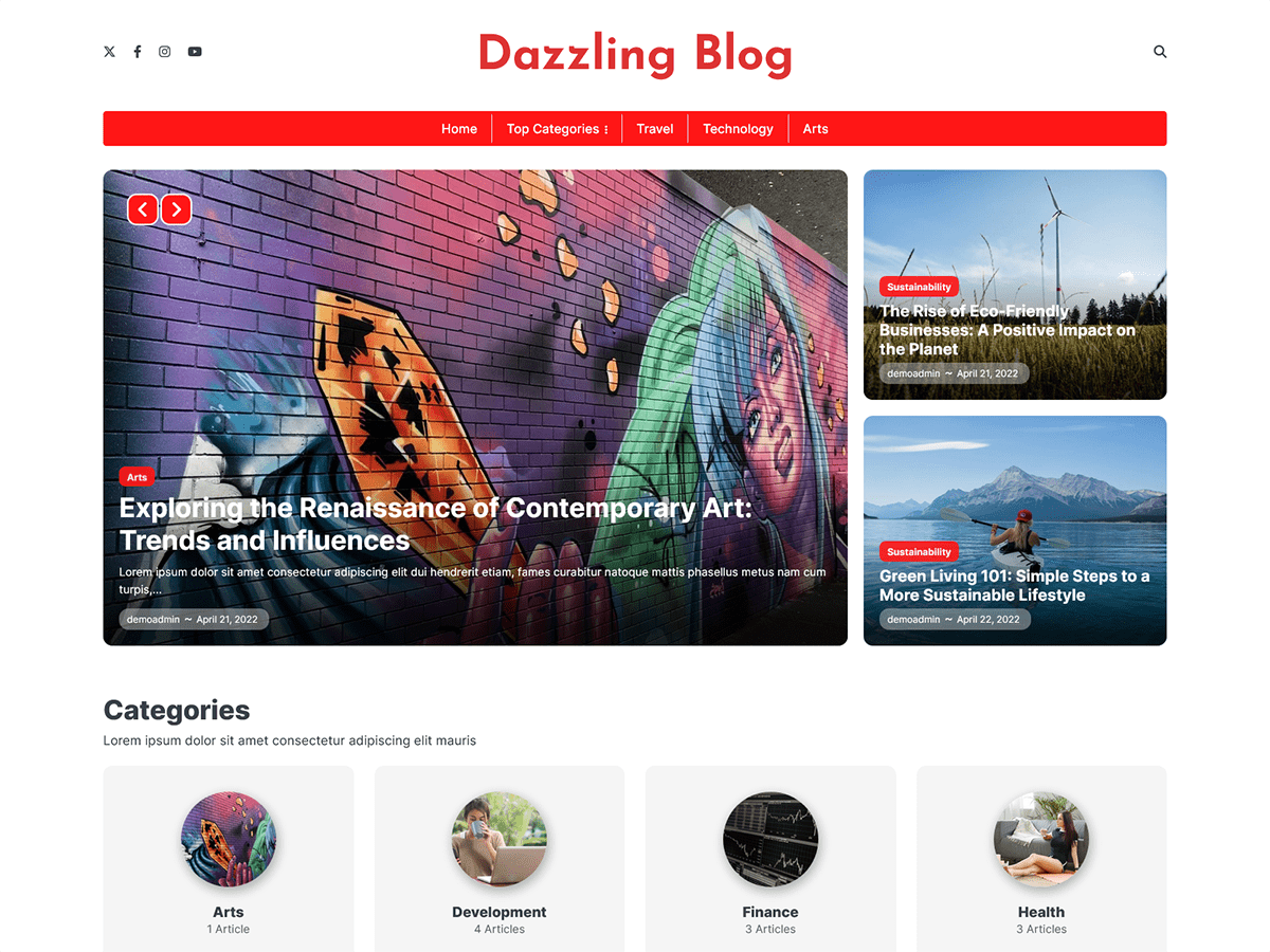 Dazzling Blog theme screenshot