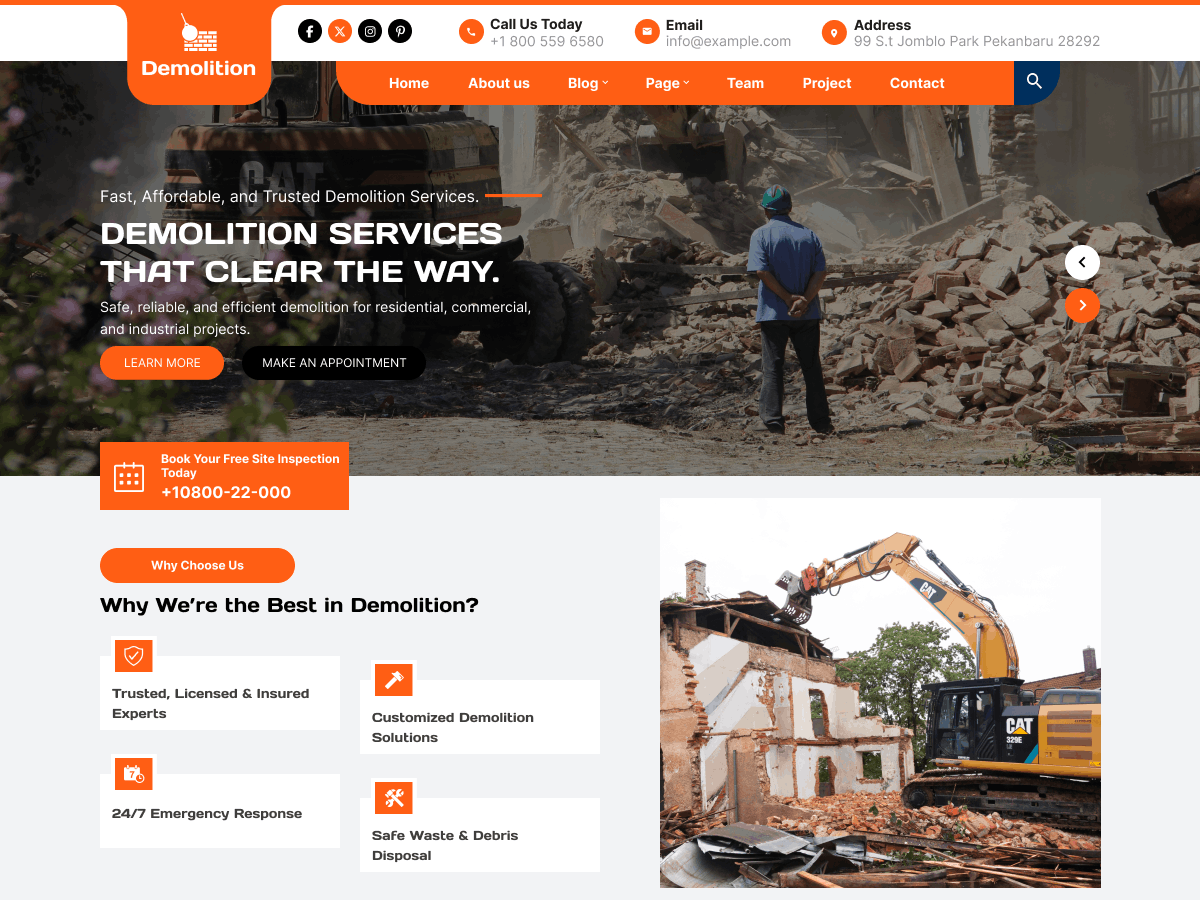 Demolition Services theme screenshot