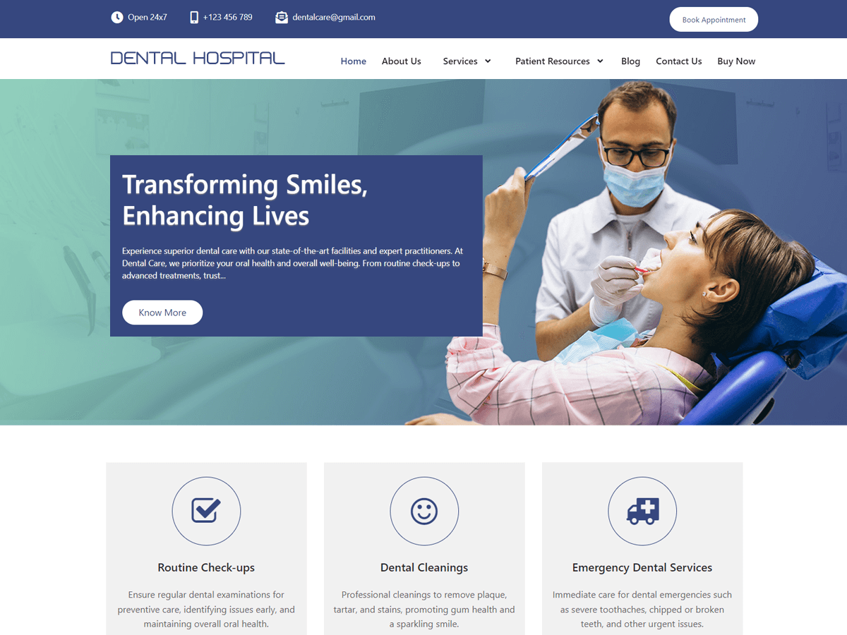 Dental Hospital theme screenshot