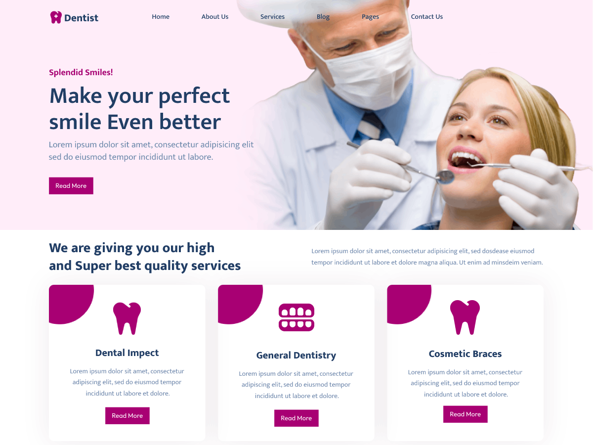 Dentist Dental Care theme screenshot