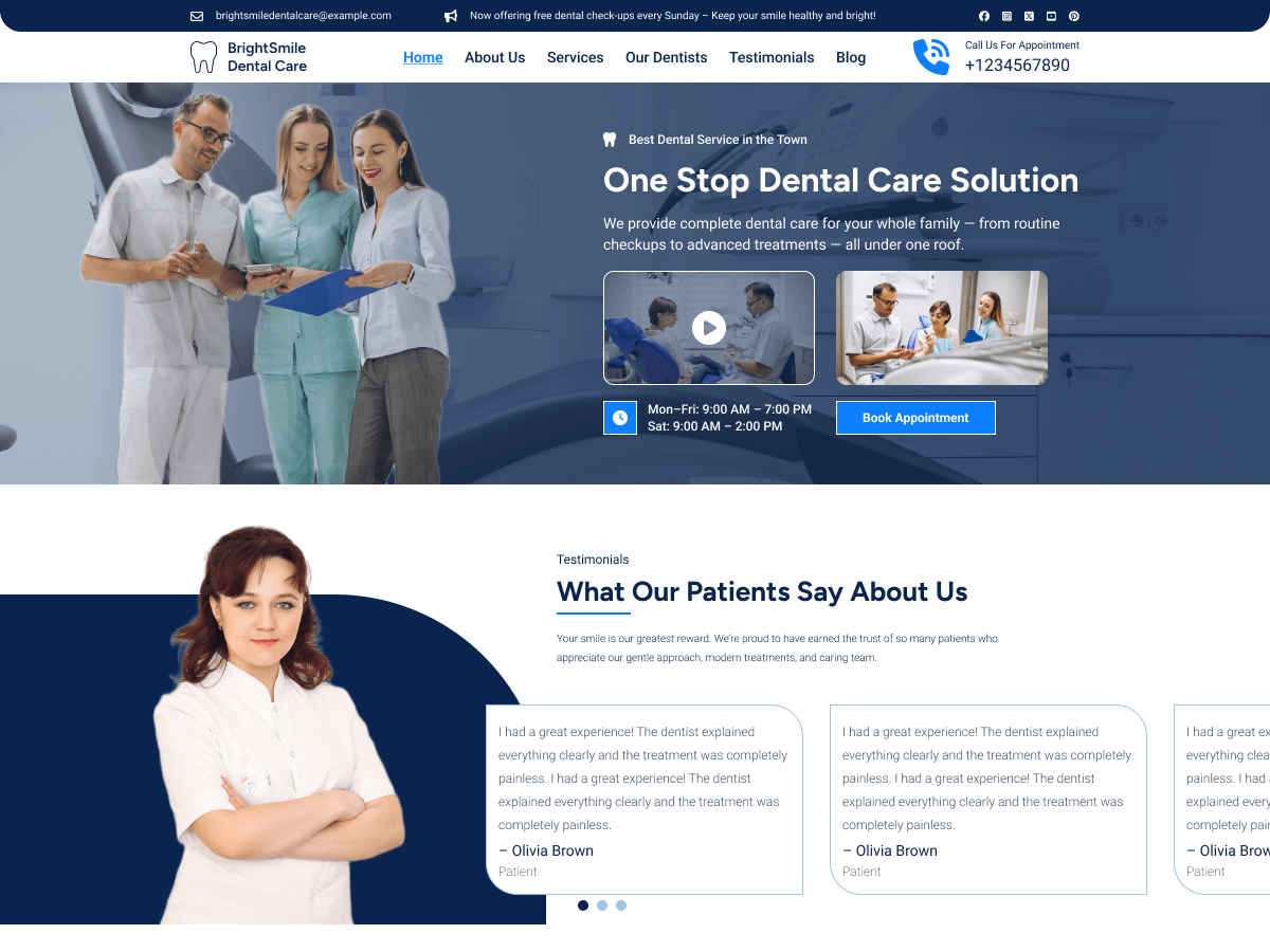 Dentistry Hospital theme screenshot