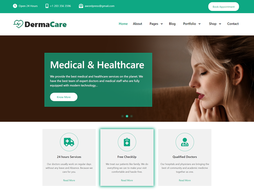 Derma Care theme screenshot