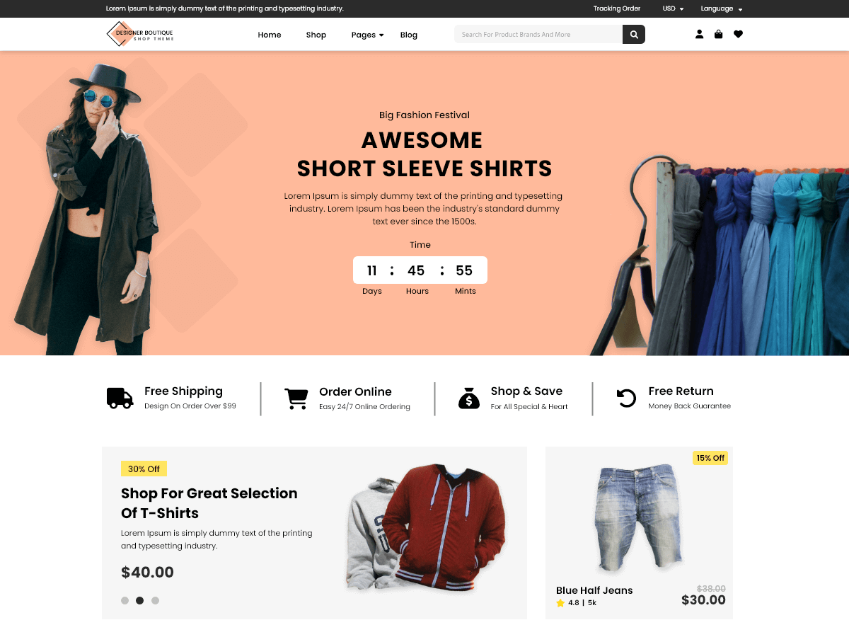 Designer Boutique Shop theme screenshot
