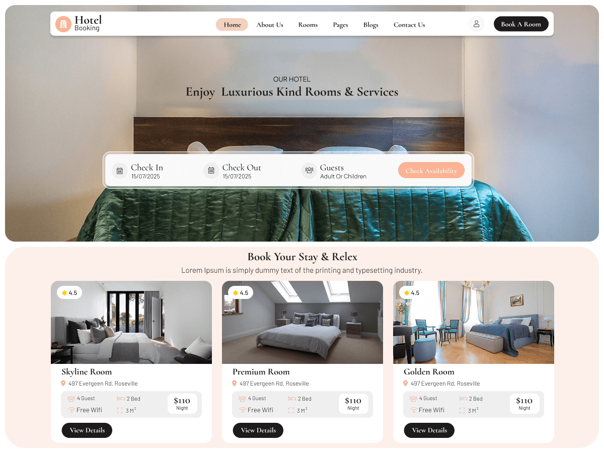 Destination Hotel Booking theme screenshot
