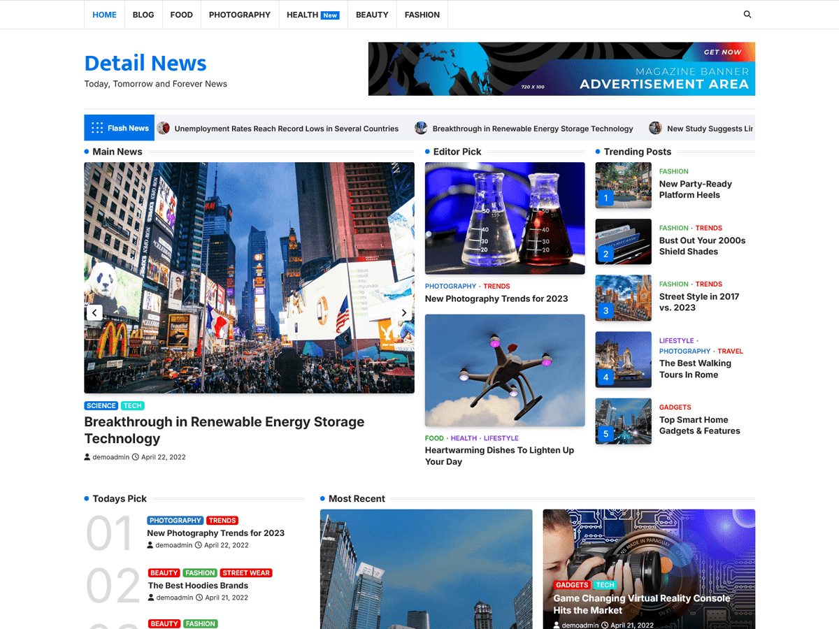 Detail News theme screenshot