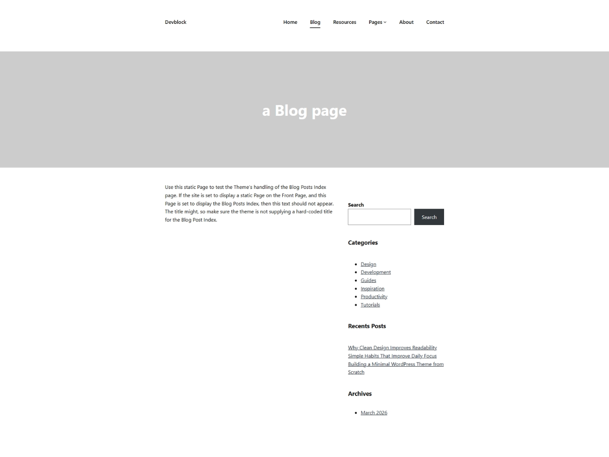 Devblock theme screenshot