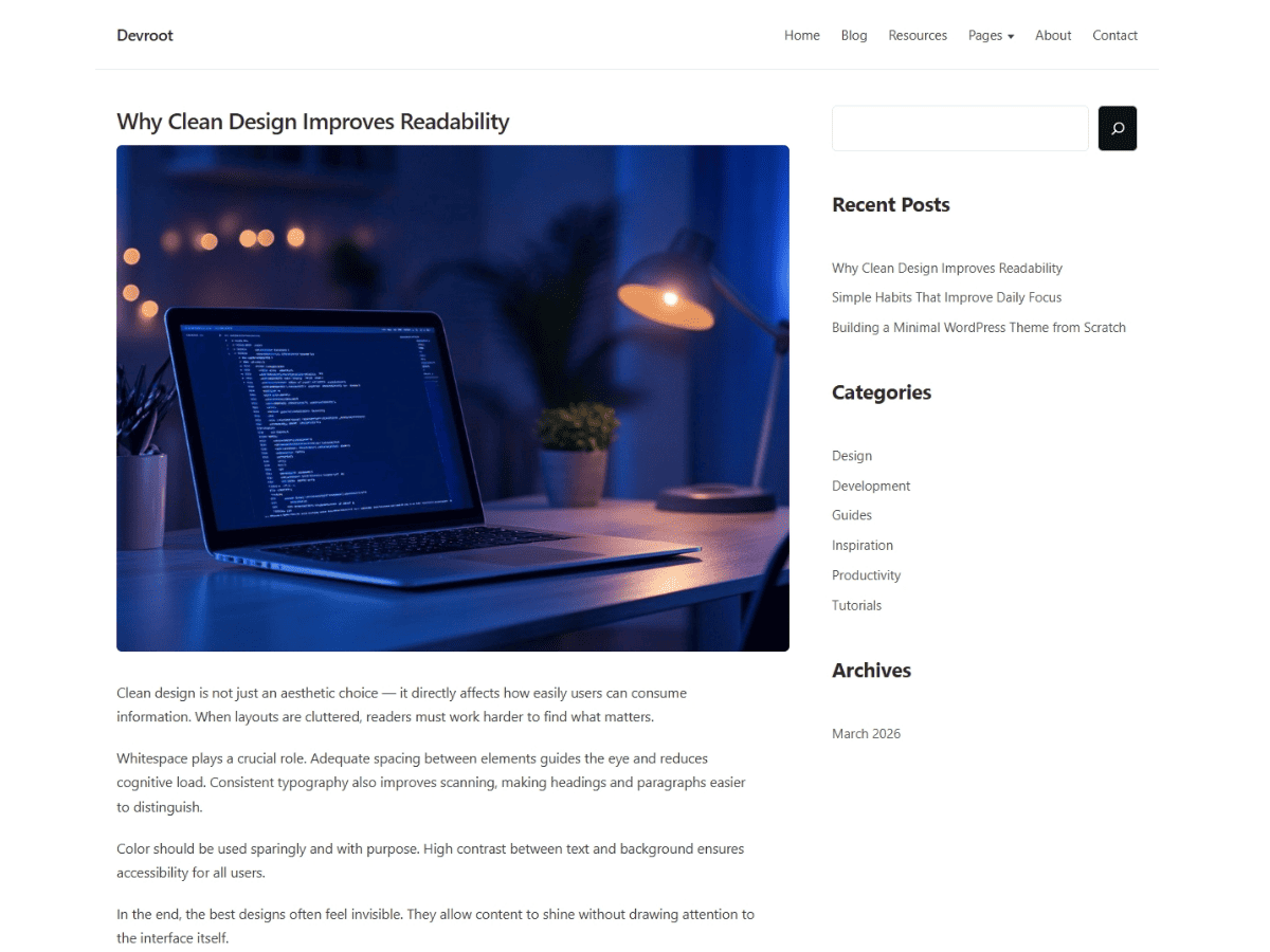 Devroot theme screenshot
