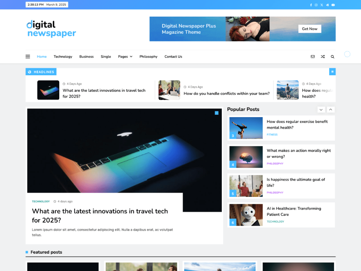 Digital Newspaper Plus theme screenshot