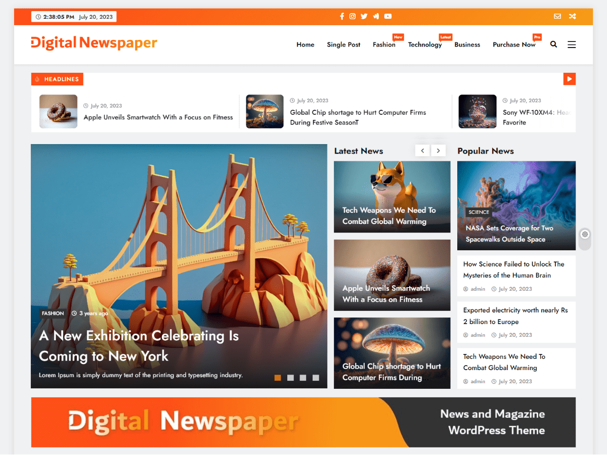 Digital Newspaper theme screenshot