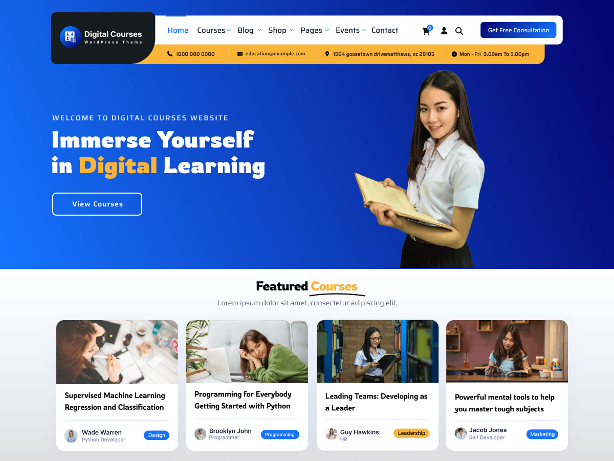Digital Online Courses theme screenshot