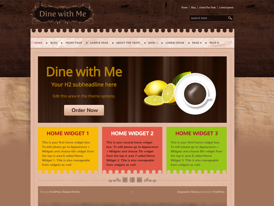 Dine With Me theme screenshot