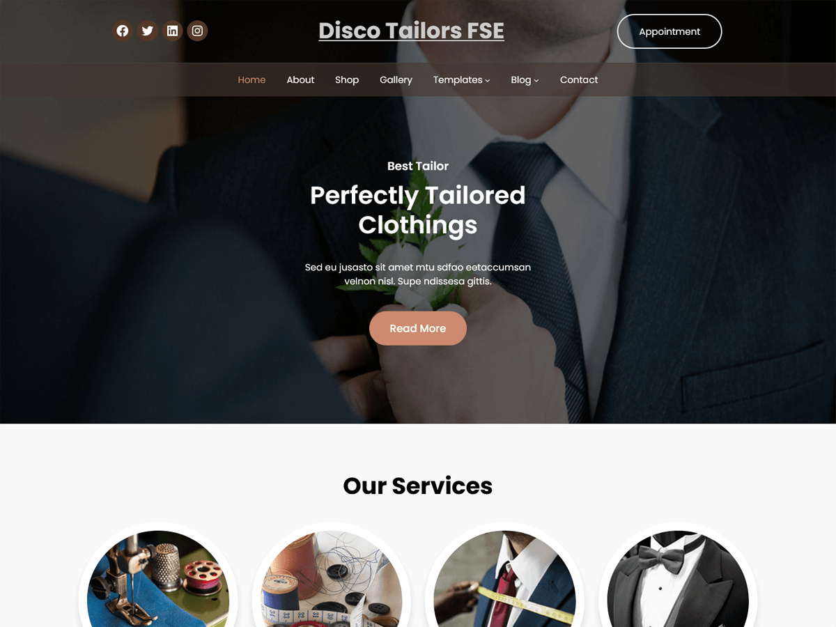 Disco Tailors FSE theme screenshot