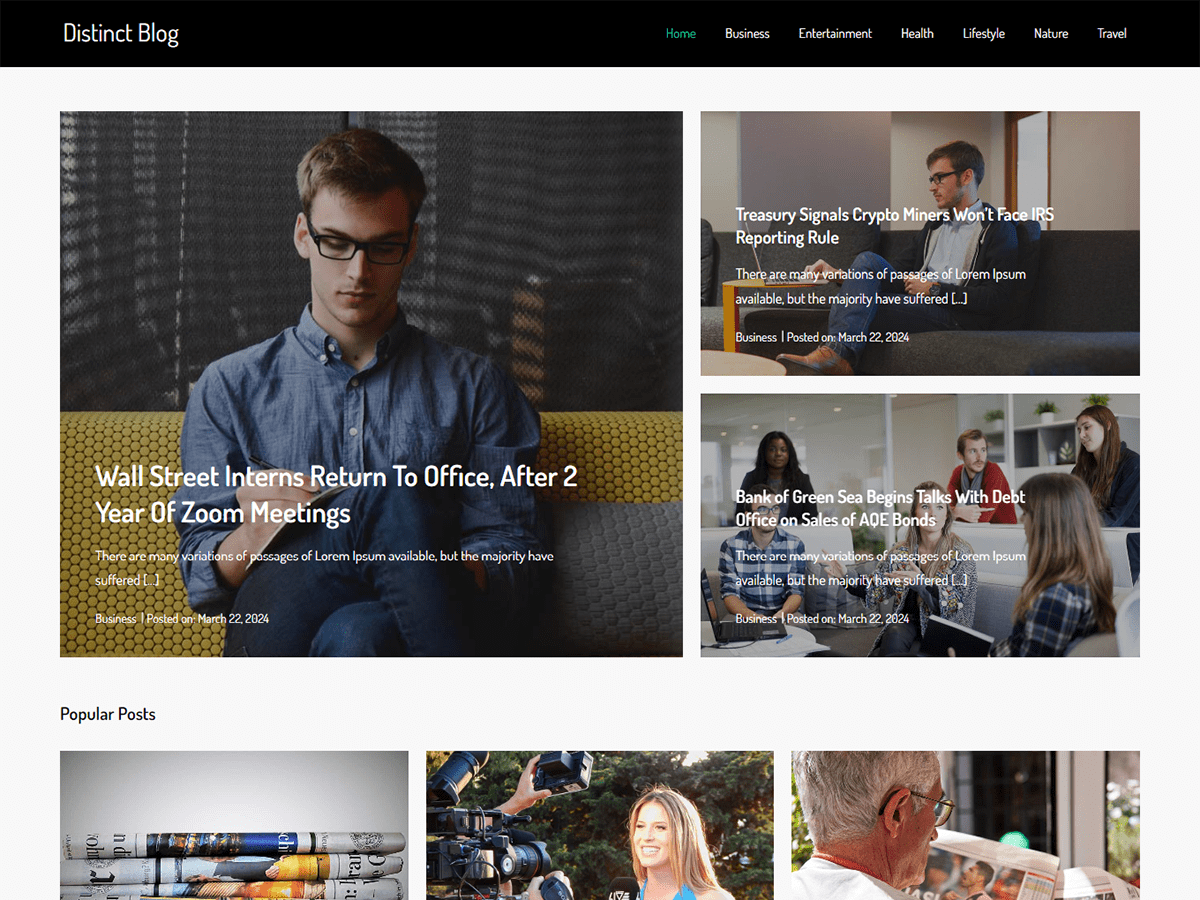 Distinct Blog theme screenshot