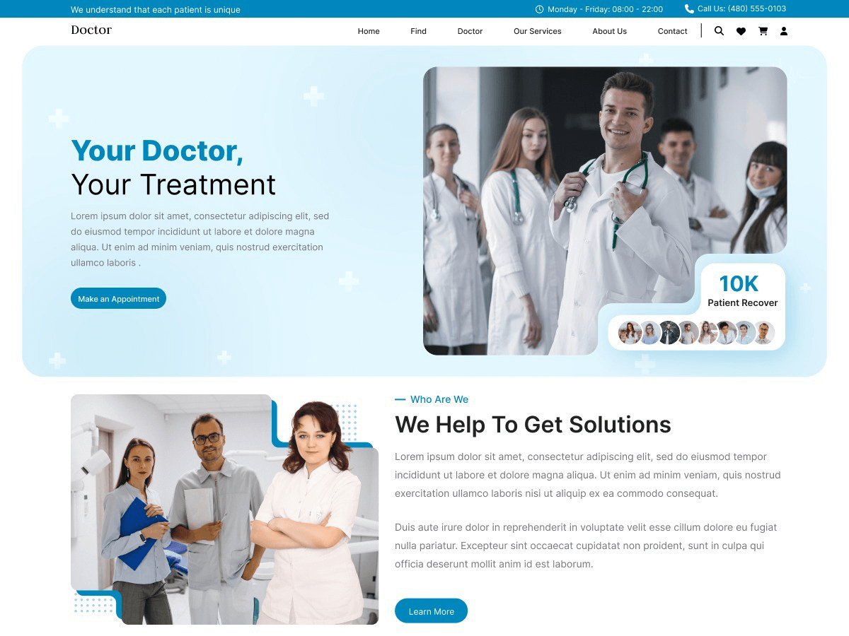 Doctor General Physician theme screenshot