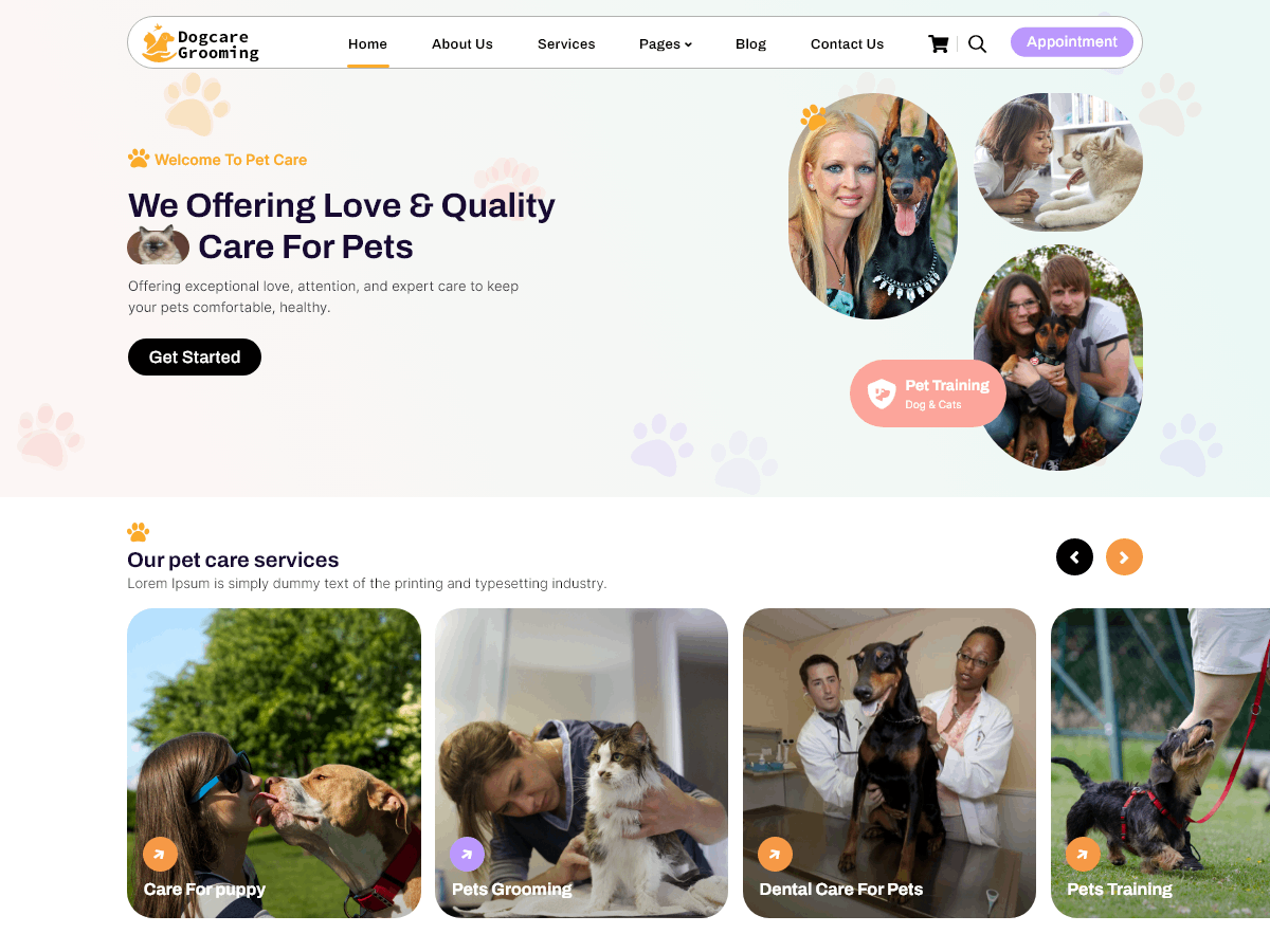Dogcare Grooming theme screenshot