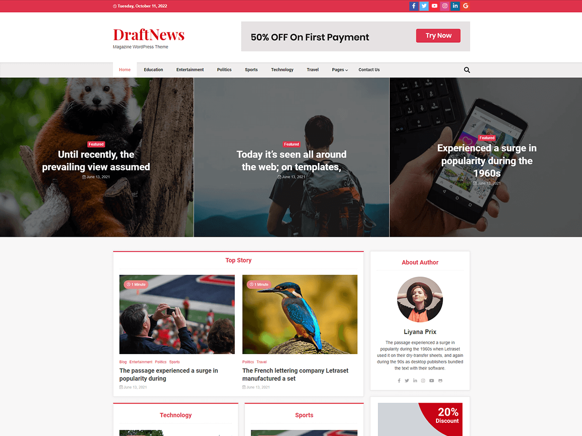 DraftNews theme screenshot