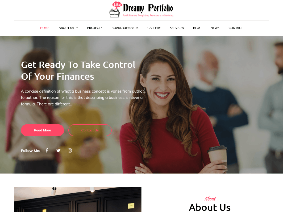 Dreamy Portfolio Lite theme screenshot