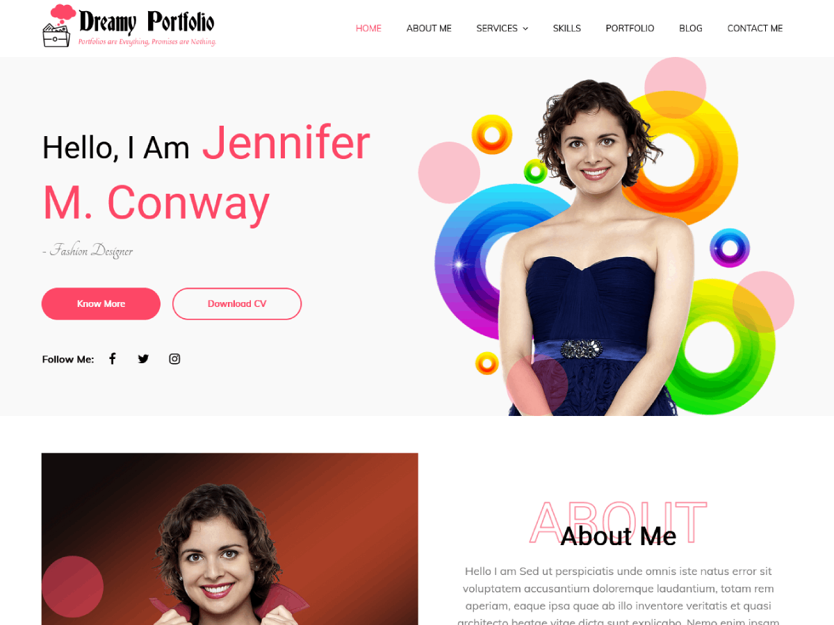 Dreamy Portfolio theme screenshot