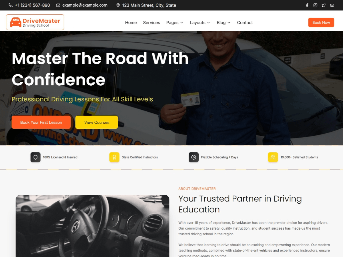 Driving School Academy theme screenshot