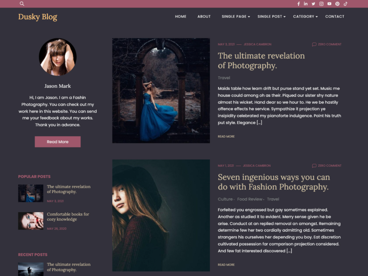 Dusky Blog theme screenshot