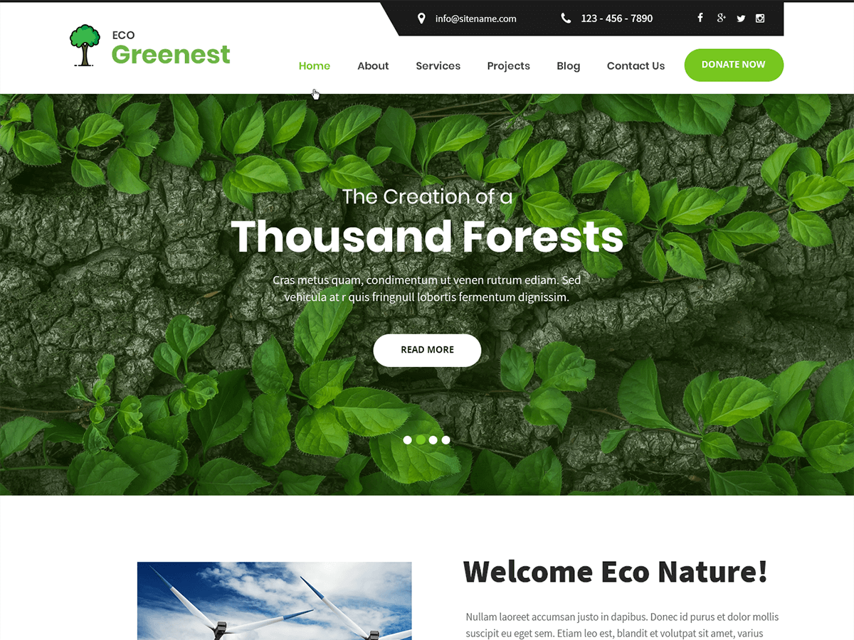 Eco Greenest Lite theme screenshot