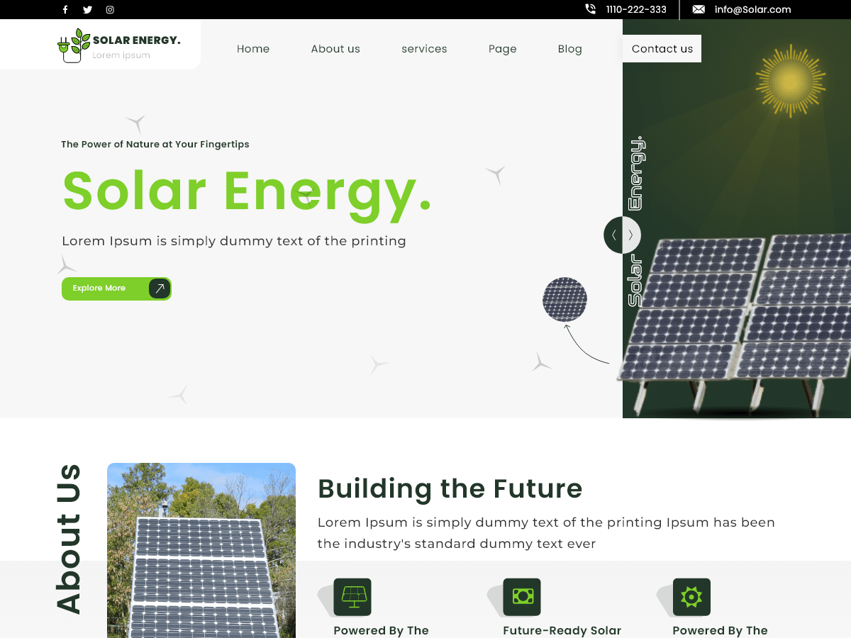 Eco Solar Energy theme screenshot