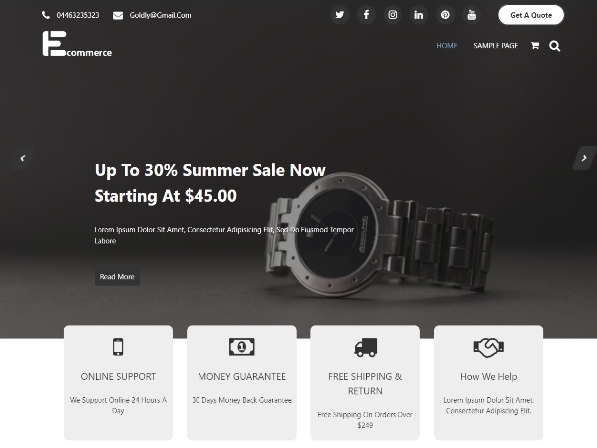 Ecommerce Goldly theme screenshot
